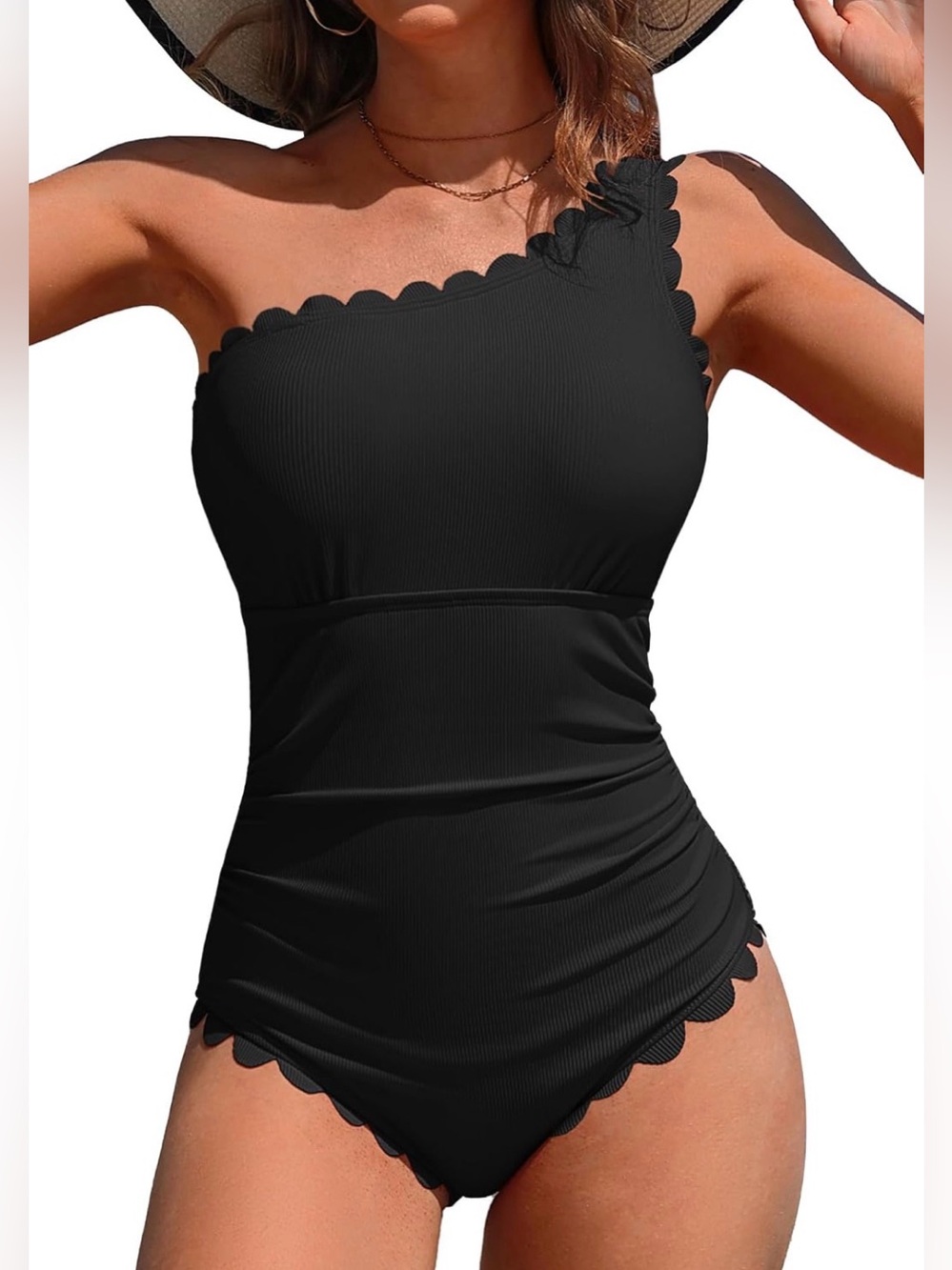 0218: Charmo One Shoulder 1-Piece Swimsuits Women Tummy Control Bathing Suit